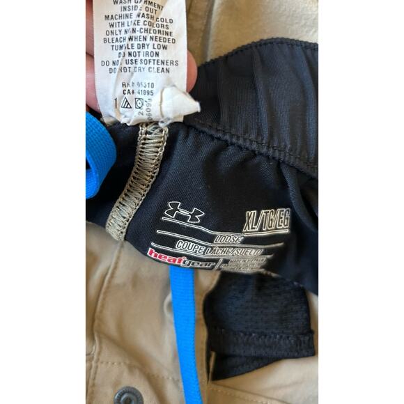 Under Armour Combine Training Shorts XL Tan Beige Athletic Gym Workout - Picture 9 of 10
